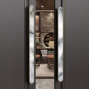 Poignée de porte sculpturale abstraite courbée, en acier inoxydable de luxe, quincaillerie architecturale pour entrée principale d'hôtel haut de gamme - Product Image 2
