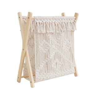 Nordic Style Cotton Rope Woven Magazine Rack Storage <b>Shelf</b> <b>Desktop</b> Book Holder Foldable Home Decor Photo Prop - Product Image 5