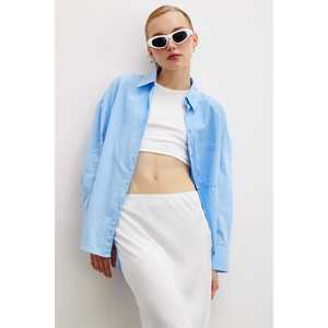 Mango Women's Regular Fit Poplin Shirt Light Blue Button <b>Down</b> Casual Everyday Style - Product Image 2