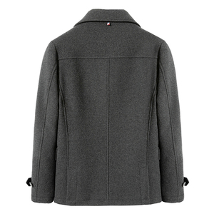 Cappotto invernale in lana grigia doppiopetto da <span class=keywords><strong>uomo</strong></span> e soprabito in <span class=keywords><strong>Trench</strong></span> Plus Size <span class=keywords><strong>lungo</strong></span> caldo rifinito normale - Product Image 4