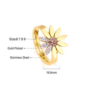 Anillos de Circonio de Diseño Moderno 2021 para Mujer, Anillo de Flor Simple Chapado en Oro de 18k - Product Image 2