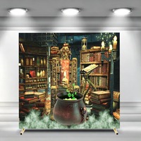 Housse de toile de fond carrée pour Halloween, motif Lune Pleine, Nuit Sinistre, Citrouille et Squelette, pour Cérémonies et Fêtes, Personnalisable