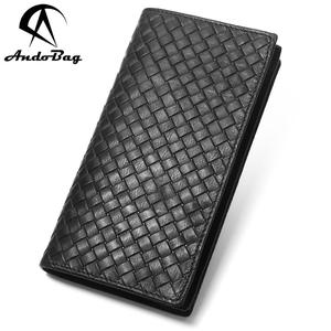 Portefeuilles longs rétro AndoBag pour hommes - Blocage RFID, grande capacité, emplacements multi-cartes, motif tissé - Product Image 1