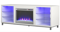 Cheminée Tv Stand Cheminée Électrique Insert Chauffage Télécommande Changement de Couleur LED Lumières Cristal Ambre Flammes