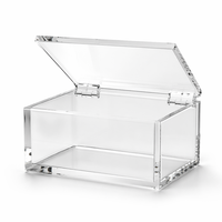 Boîte en acrylique transparente personnalisée avec couvercle à charnière, boîte de rangement transparente pour bijoux, cosmétiques, cadeaux, emballage de vente au détail