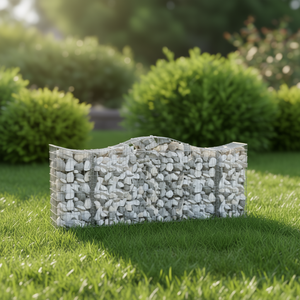 Cesto Gabion Arrotondato in Ferro Zincato 78.7x11.8x39.4 Ornamento da Giardino Decorazione Esterna Paesaggistica - Product Image 3
