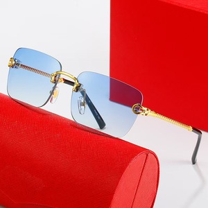 Neuheiten <span class=keywords><strong>Croesus</strong></span> S108 Vintage Grün Modische Trendige Randlose Rechteckige Kleine Metall UV400 Hochwertige Unisex Sonnenbrille - Product Image 3