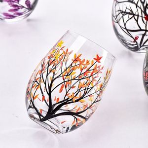 Copas de Vino Tinto de Cristal de Lujo Modernas con Diseño de Flores Dibujadas a Mano, Estilo Cuatro Estaciones: Primavera, Verano, Otoño e Invierno - Product Image 2