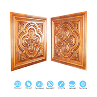 Plafonds carrés 3D artistiques en PVC 2'x2' avec livraison incluse, ignifuges, étanches, design vintage, grille de plafond en cuivre archaïque