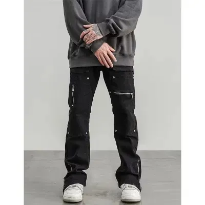 Novo 2024 clássico fit zipper designer y2k carga calças e calças american style moda masculina calças legais