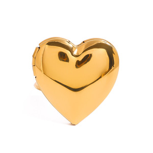 Heart-Shaped Gold Stainless Steel <b>Ring</b> <b>Adjustable</b> Photo Box Unisex Jewelry Gift - Product Image 1