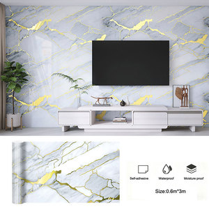Rouleau de papier peint autocollant doré imperméable, idéal pour les projets de rénovation murale de salle de bain et de chambre à coucher - Product Image 2