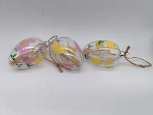 6 بيضة استر شفافة معلقة مع رسم وطلاء ، مجموعة من 3. 3 ديكورات داخل صندوق معبأ - Product Image 6