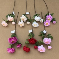 Bunga Peony Buatan 3 Tangkai, Bunga Palsu Cantik untuk Dekorasi Ruang Tamu, Hiasan Meja, Buket, Meja Makan
