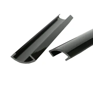 Casing pelindung profil plastik setengah bundar hitam, casing pelindung dekoratif PVC