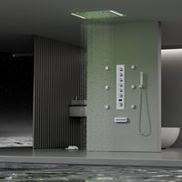 Systèmes de douche à écran LED pour salle de bain contemporaine Robinets thermostatiques avec vannes en or brossé Motifs de jet de pluie et de massage