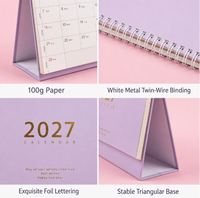 Impression de calendriers, design minimaliste 2027, papier crème texturé, calendrier de bureau, impression à chaud dorée, personnalisable