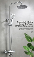 Ensemble de douche thermostatique moderne en céramique, mitigeur monocommande eau chaude/froide, robinet de salle de bain mural en laiton, idéal pour hôtels