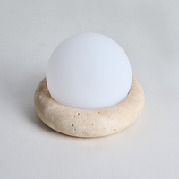 Lampe de bureau LED rechargeable de style Wabi Sabi, design moderne, base en travertin jaune, pour salon, vente en gros en ligne