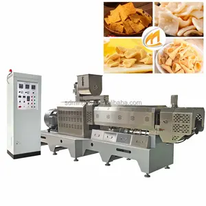 Extrusora de alimentos de doble tornillo superventas, línea de producción de alimentos profesional, línea de procesamiento de pasta frita
