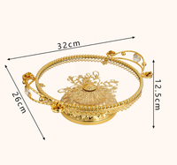 Plateau rond en métal et verre électroplaqué pour fruits et collations, bol à fruits, ornement décoratif, usage domestique, style européen, accessoire de table basse