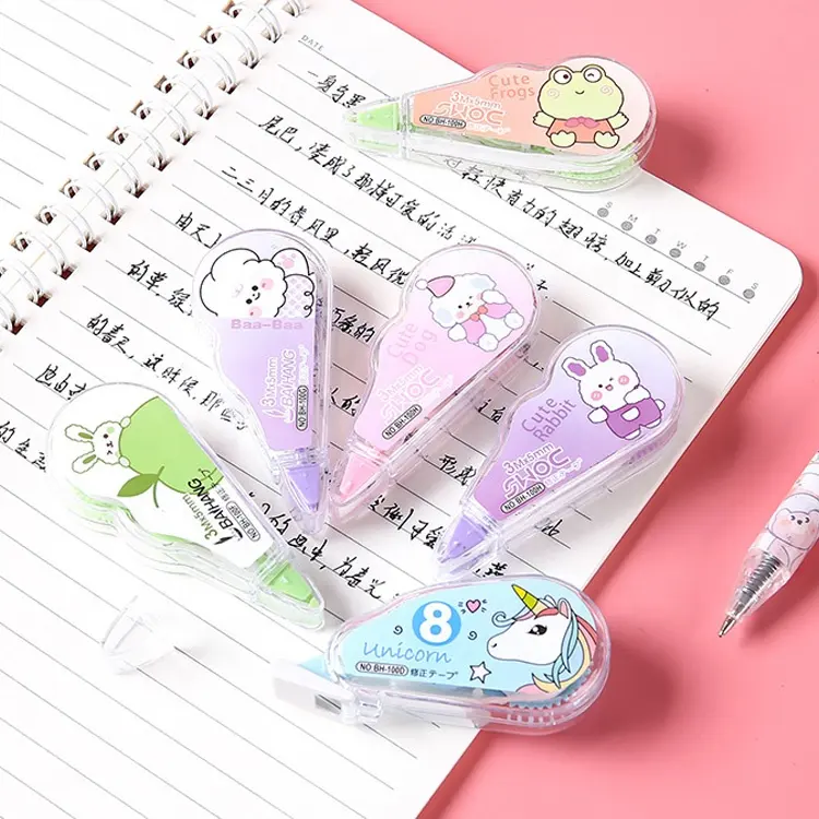 Student test stationery school cartoon cute unicorn correction tape for kids