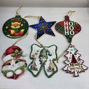 Adornos Navideños <span class=keywords><strong>de</strong></span> Cerámica UV <span class=keywords><strong>Pintados</strong></span> a Mano <span class=keywords><strong>de</strong></span> Lujo, Copos <span class=keywords><strong>de</strong></span> Nieve, Amor, Papá Noel, Dulces, Colgante, Bola Decorativa Irrompible - Product Image 5