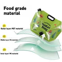 Sac à eau pliable sans BPA de 5 L, conteneur d'eau en plastique de qualité alimentaire avec poignée pour le camping en plein air et la randonnée