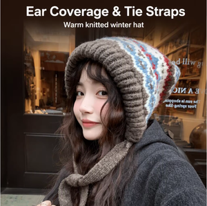 Chapeau tricoté pour <span class=keywords><strong>femme</strong></span>, balaclava d'hiver, protection des oreilles, double usage, résistant au <span class=keywords><strong>froid</strong></span>, chaud, chapeau d'hiver - Product Image 6