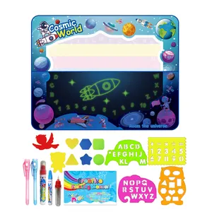 2 in 1 Colorful Doodle Scribble mat 100*78cm Magic Water Drawing Mat glow in dark for Kids Gift Drawing Toys Set