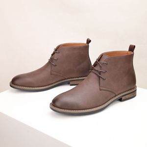 New Arrival Men's Plus Size High Top <b>Boots</b> British Vintage Style Genuine Leather Chunky Sole Casual Fashion Trendy Versatile - Product Image 4