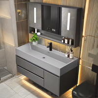 Meuble-lavabo de salle de bain moderne en bois massif étanche avec miroir intelligent – Garantie 3 ans – Vente en gros usine, faible MOQ 2