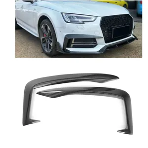 Đối Với Audi A4 B9 A4L Sports 2017 2018 2019 2 Cái Sợi Carbon A4 B9 A4L Đèn Sương Mù Phía Trước Fin Splitters Lỗ Thông Hơi Trim Canards