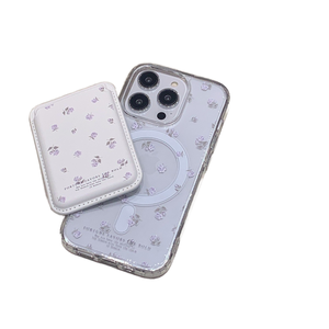 กระเป๋าสตางค์หนังแบบสปอร์ตพร้อมเคสโทรศัพท์แม่เหล็ก, เคสใสลายดอกไม้ TPU กันกระแทก รองรับการชาร์จแบบไร้สาย - Product Image 1
