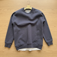 Sudadera Casual de Otoño para Hombre, Cuello Redondo, Manga Larga, Ecológica, Antiarrugas, Antiretráctil, de Algodón y Felpa, Lavada con Ácido