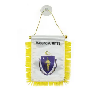 Benutzer definierte Logo hängen Massa chusetts Wimpel Flagge für Auto Rückspiegel und Home Decoration