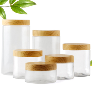 Clear Plastic Jar with Lids Refillable Bamboo Cap Empty Cosmetic Containers Jar for Travel Sample Bottle