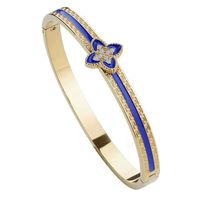 Bracelet ouvert géométrique en acier inoxydable plaqué or 18 carats avec émail et zircon, motif trèfle à quatre feuilles, anti-décoloration, bijoux de luxe pour femmes