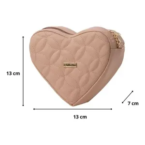 Bolso de Pecho para Mujer Ayana de Fashions, Diseño Acolchado en Forma de Corazón, Correa de Cadena, Bolsa de Maquillaje de Microfibra y Cuero Sintético - Product Image 3