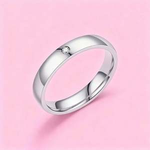 4mm Anime Cosplay Ring für Männer und Frauen, Paar-Versprechensringe, Schmuck, Glatter Edelstahl-Zirkonring für Verlobung und Hochzeit - Product Image 3