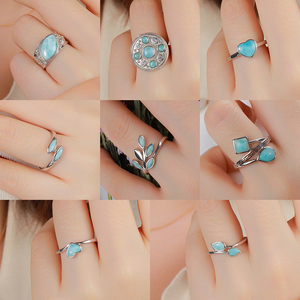Anillos de Larimar Natural Estilo Eternidad en Plata de Ley 925 Hechos a Mano XYOP, Fabricante Mayorista con Baño de Plata - Product Image 3