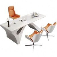 Bureau de direction créatif en peinture blanche, style luxe léger, pour un seul poste