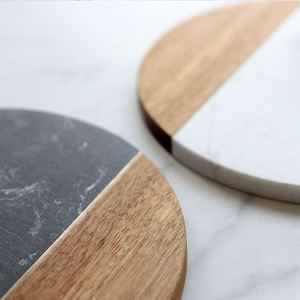 Plateau à fromage en bois et marbre, <span class=keywords><strong>planche</strong></span> à découper en bois d'acacia, plateau de service en marbre - Product Image 6