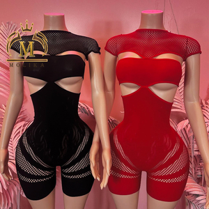 Tute Intere da <span class=keywords><strong>Donna</strong></span> all'Ingrosso, Elasticizzate, Traforate, Aderenti, <span class=keywords><strong>Sexy</strong></span>, Monopezzo, Jumpsuit Bodycon <span class=keywords><strong>per</strong></span> <span class=keywords><strong>Abbigliamento</strong></span> Femminile Seducente - Product Image 1