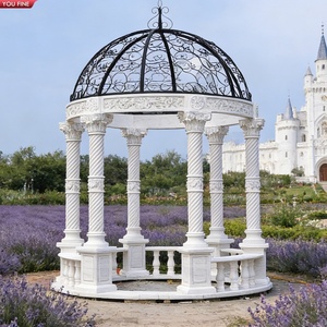 Gazebo en marbre blanc YOUFINE, style européen classique, pavillon extérieur pour aménagement paysager de jardin - Product Image 1