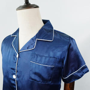 Pijama de cintura elástica de tejido suave de seda helada transpirable para mujer, conjunto de ropa de dormir de manga corta, nuevo diseño - Product Image 3