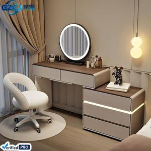 Factory Price Marble Bedroom Dressing Table Modern Simple Cream Style Skirting Line Light Luxury Foldable <strong>Bedside</strong> Integrated - Product Image 1
