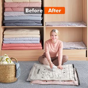 Confezione da 6 Sacchi <span class=keywords><strong>Sottovuoto</strong></span> Riutilizzabili 60x40cm con Chiusura a Zip per Risparmiare Spazio su Vestiti, Biancheria da Letto e per Viaggi - Product Image 3
