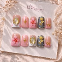 Ongles à presser 3D faits main en PMMA, courbés en bec de canard, style français, couvrance totale, vente en gros en vrac, 10 pièces, directement de l'usine