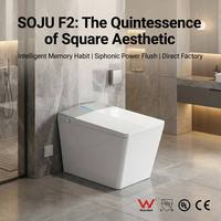 Toilette intelligente sans réservoir avec couvercle à ouverture/fermeture automatique, toilette électrique monobloc moderne avec télécommande, chasse d'eau automatique, toilette avec bidet